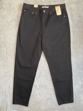 NEW Levi's 80's Mom Black Cotton Jeans 33x30 High Rise Tapered Fit Minimalistic